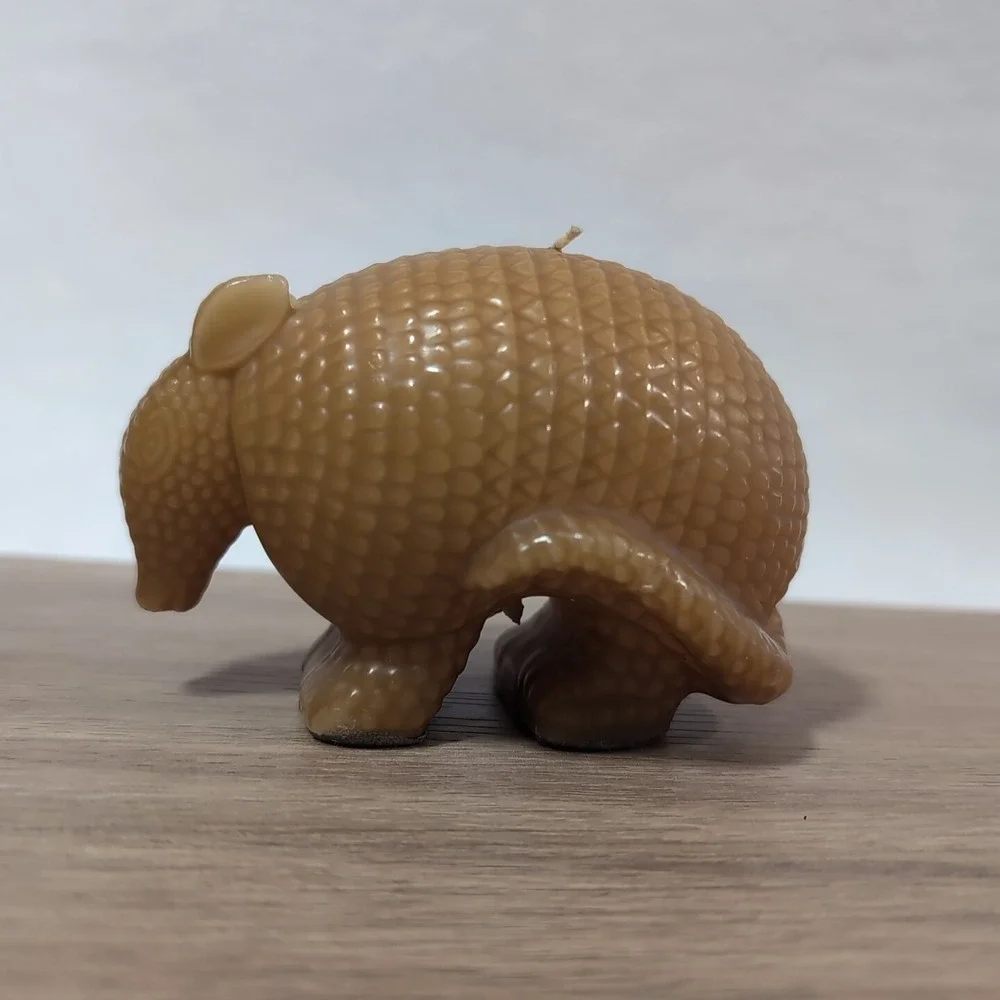 Vintage Candleign Armadillo Candle Houston TX Textured Wax Figurine Southwestern